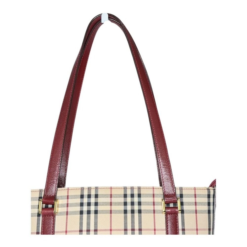 Burberry Small Haymarket Check Tote – Burgundy Trim - Picture 4 of 14